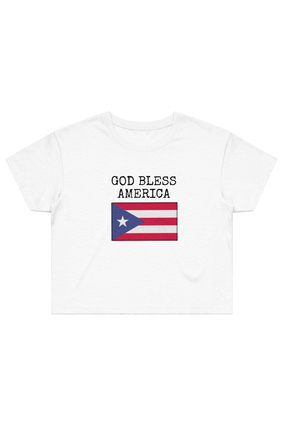 Oprima Dos God Bless Puerto Rico Street Crop Tee